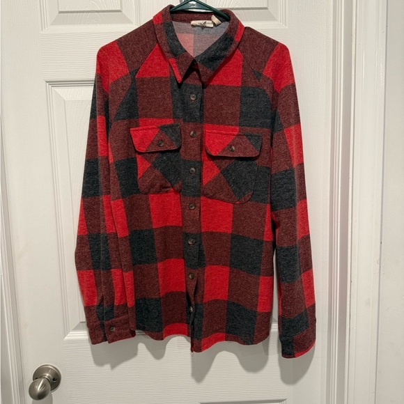 Modish Rebel Brushed Buffalo Plaid Knit Shirt Size Large. From the Buckle. - Picture 3 of 7
